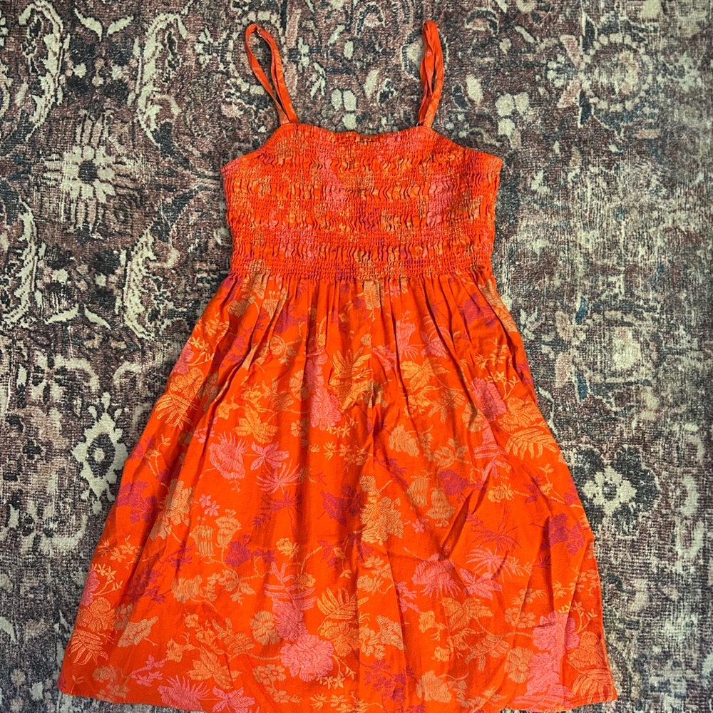 Universal Thread Women's Mini Dress in Orange and Pink Floral